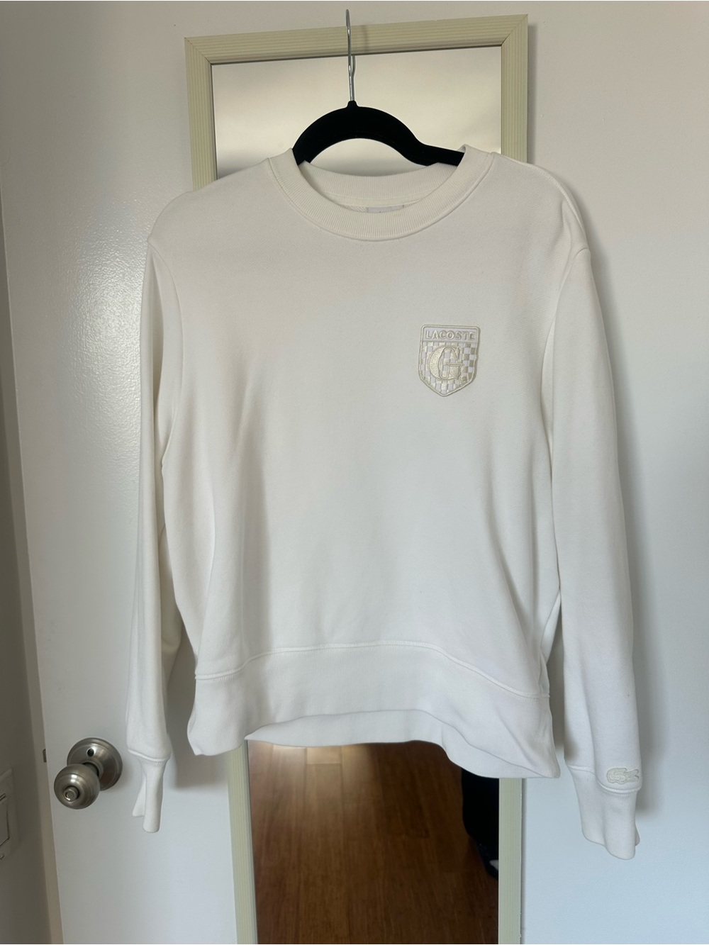 Lacoste x Goop White Crewneck Sweatshirt with Crest